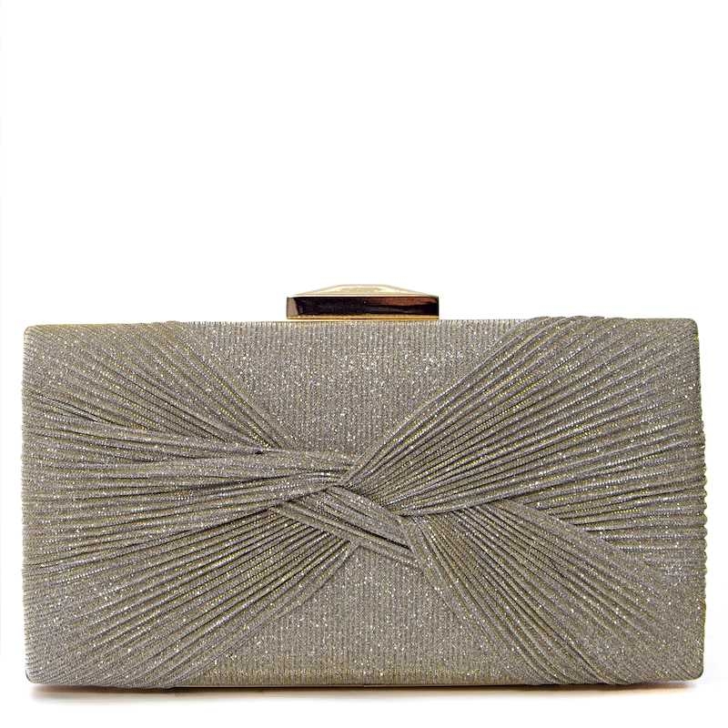 Clutch Festa Plissado Brilhante Platina - BS220303-4 