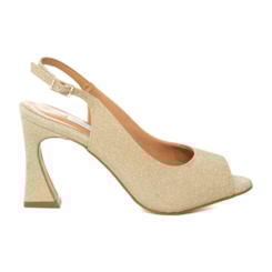 Peep Toe Chanel Festa Brilhante Dourado Salto Assimétrico - NF772 