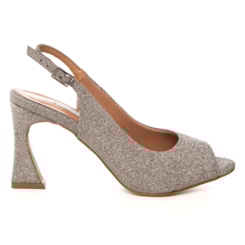 Peep Toe Chanel Festa Brilhante Grafite Salto Assimétrico - NF772