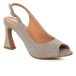 Peep Toe Chanel Festa Brilhante Grafite Salto Assimétrico - NF772