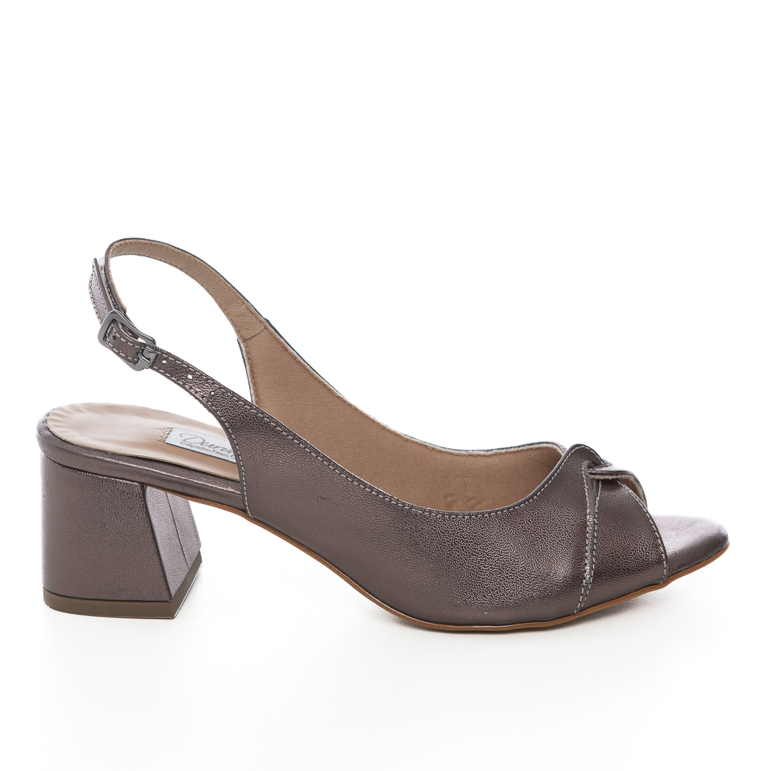 Scarpin Chanel Metalizado Grafite Salto Confortável - NF302