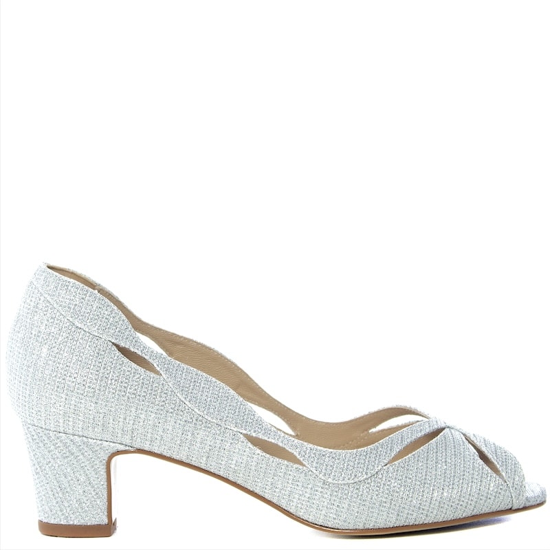 Peep toe salto baixo hot sale festa