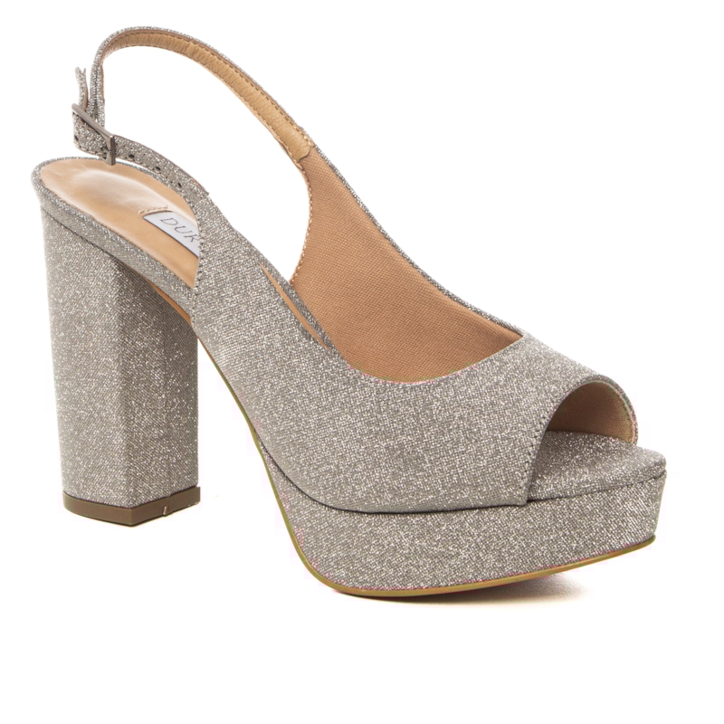 Plataforma Chanel Festa Brilhante Grafite Salto Bloco - NF1003