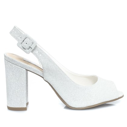 Sandália Chanel Noiva Gliter Branco Salto Confortável - 95048