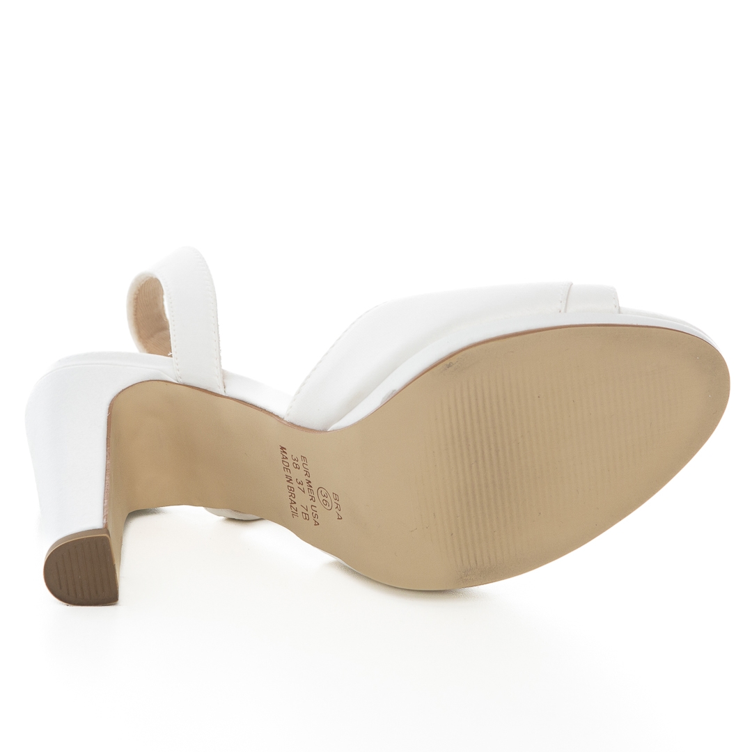 Sandália Chanel Noiva Off White Salto Alto Confortével - MV3804