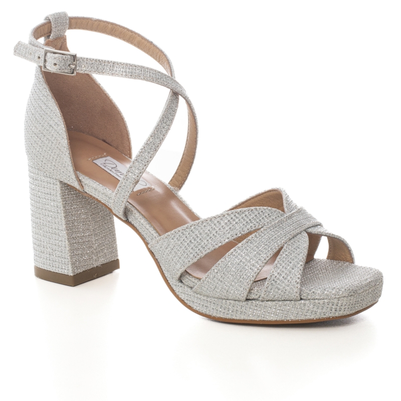 Sandália Festa Brilhante Prata Confortável - NF665