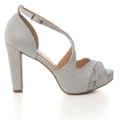 Sandália Festa Brilhante Prata Salto Alto Plataforma - 292D.10134