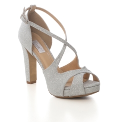 Sandália Festa Brilhante Prata Salto Alto Plataforma - 292D.10134