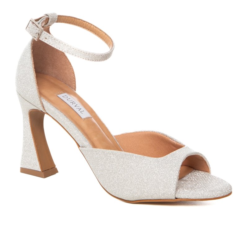 Sandália Festa Brilhante Prata Salto Assimétrico - NF773