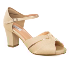 Sandalia Festa Dourada Petalas Plataforma Confortável - MV3701