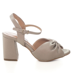 Sandália Festa Laço Maxi Avelã Salto Bloco - NF717