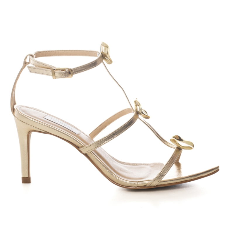 Sandália Festa Metal Organico Dourado Salto Fino - 478D.11550