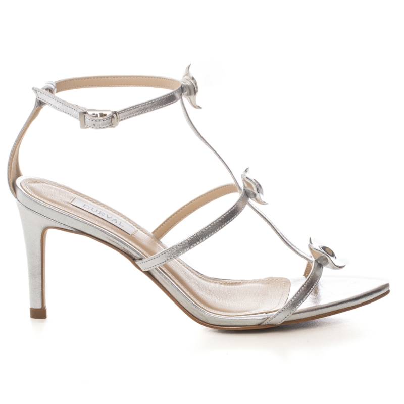 Sandália Festa Metal Organico Prata Salto Fino - 478D.11550