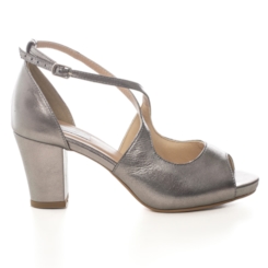 Sandália Festa Metalizada Grafite Salto Confortável - MV3766