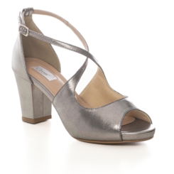 Sandália Festa Metalizada Grafite Salto Confortável - MV3766