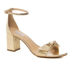 Sandália Festa Nó Laço Dourado Salto Confortável - 298D.11411