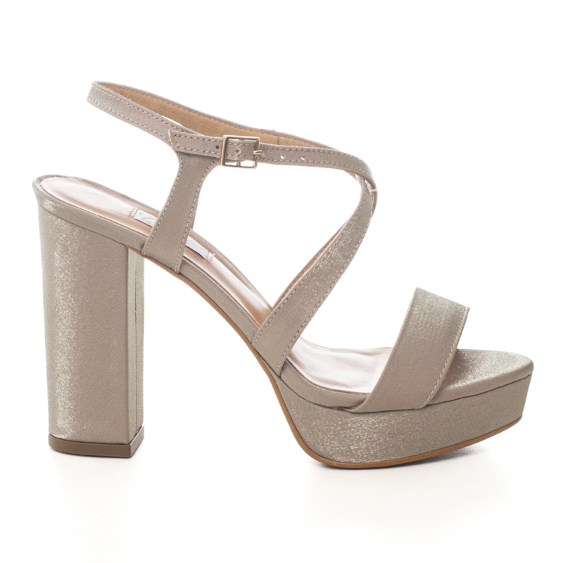 Sandália Festa Plataforma Comfort Avelã Salto Bloco - NF1001