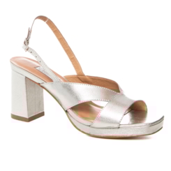 Sandália Festa Plataforma Metalizada Salto Bloco - NF663