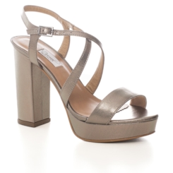 Sandália Festa Plataforma Prata Velha Salto Bloco - NF1001