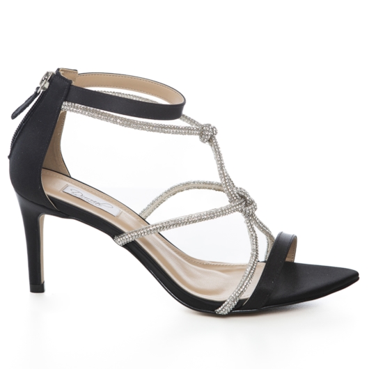 Sandália Festa Preta Pedras Salto Alto - Main Image