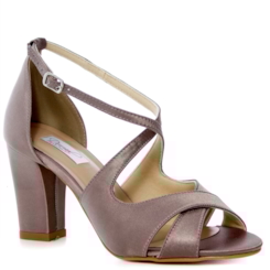 Sandália Festa Tiras Cruzadas Amêndoa Salto Confortável - MV3790 