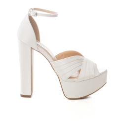 Sandália Noiva Camadas Off White Salto Super Alto - 279D.11644