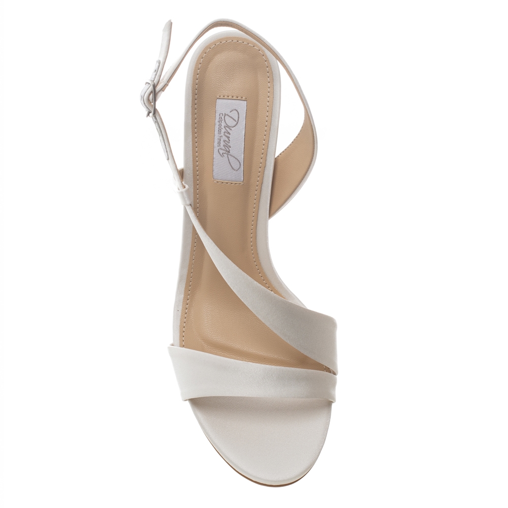 Sandália Noiva Chanel Cetim New White Salto Bloco - 488D.11572