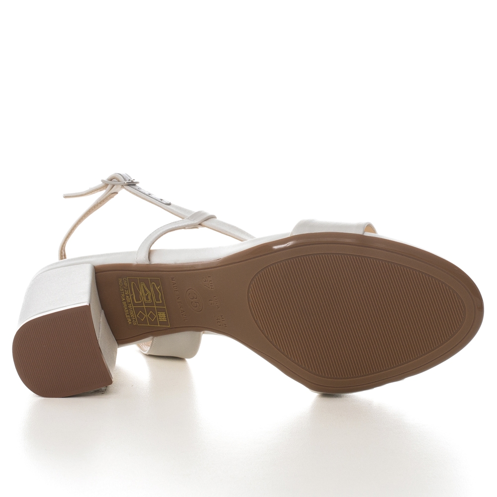 Sandália Noiva Chanel Cetim New White Salto Bloco - 488D.11572