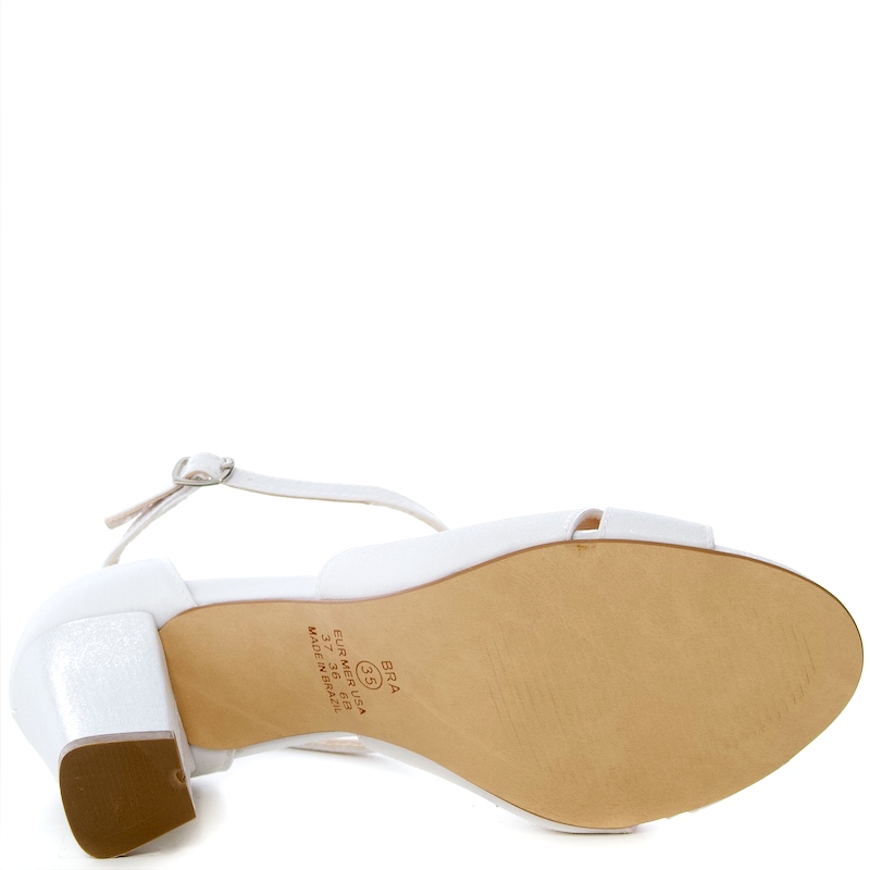 Sandália Noiva Tiras Cruzadas Branca Salto Confortável - MV3790