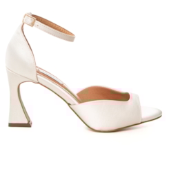 Santália Noiva Cetim Off White Salto Assimétrico - NF773