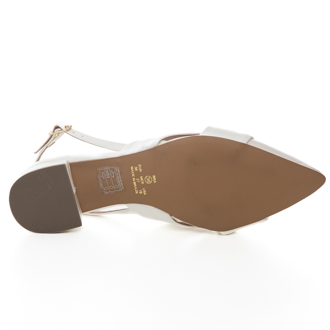 Sapatilha Chanel Noiva Nó Cetim Off White Confortável - NF901