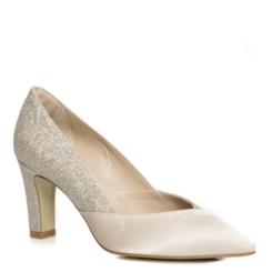 Scarpin Cetim e Gliter Nude Salto Confortável - 235D.60011