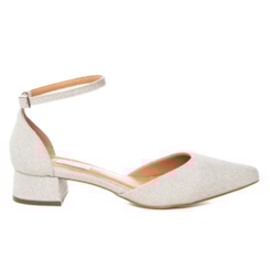 Scarpin Festa Brilhante Prata Salto 3 - NF902