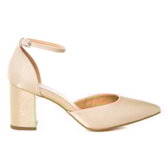 Scarpin Festa Clássico Velver Douraro Salto Confortável - 303D.10715