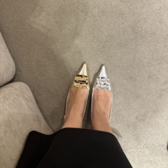 Scarpin Festa Metal Organico Dourado Salto Confortável - 473D.11737