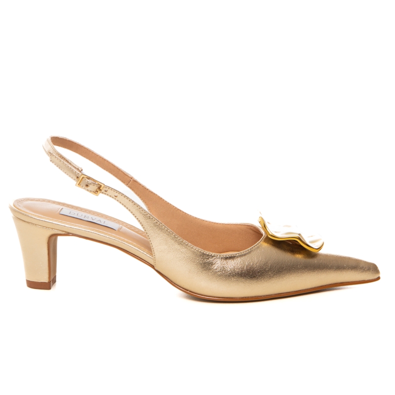 Scarpin Festa Metal Organico Dourado Salto Confortável - 473D.11737