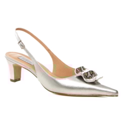 Scarpin Festa Metal Prata Orgânico Salto Confortável - 473D.11737