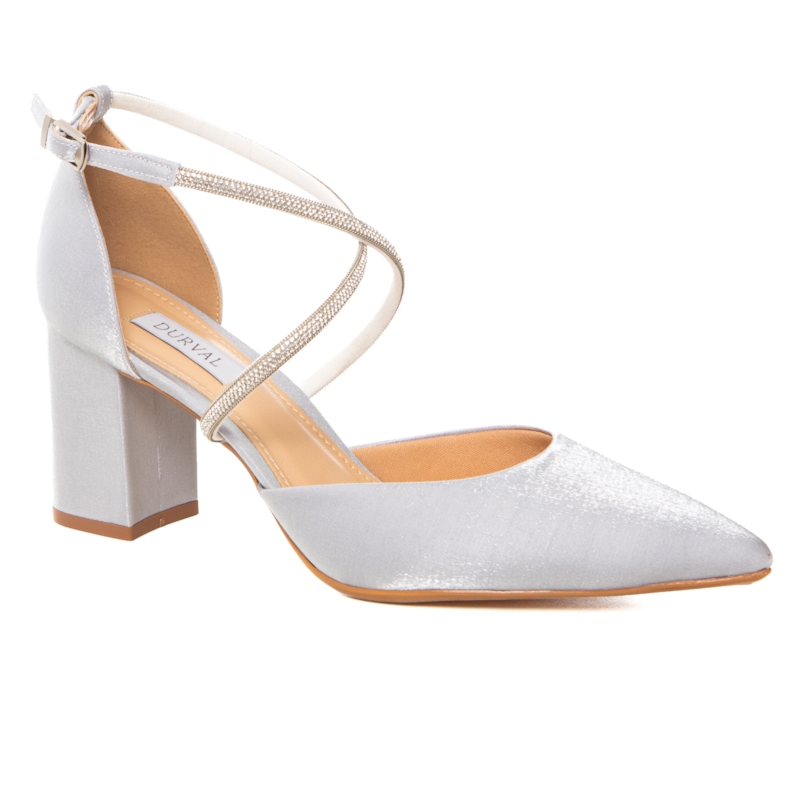 Scarpin Festa Velvet Prata Salto Bloco Strass - 484D.11705