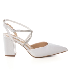 Scarpin Noiva Branco Salto Bloco Tira Strass - 484D.11598