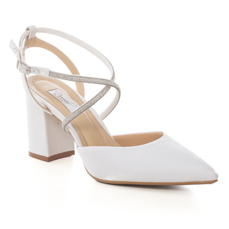 Scarpin Noiva Branco Salto Bloco Tira Strass - 484D.11598