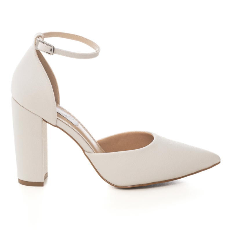 Scarpin Noiva Brilhante Branco Salto Bloco Alto - 393D.10729