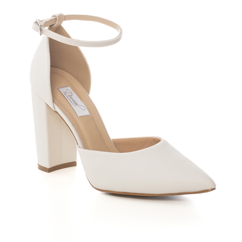 Scarpin Noiva Brilhante Branco Salto Bloco Alto - 393D.10729