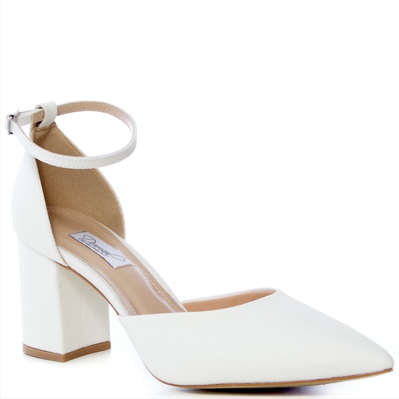 Scarpin Noiva Brilhante Salto Bloco Confortável - 303D.10715