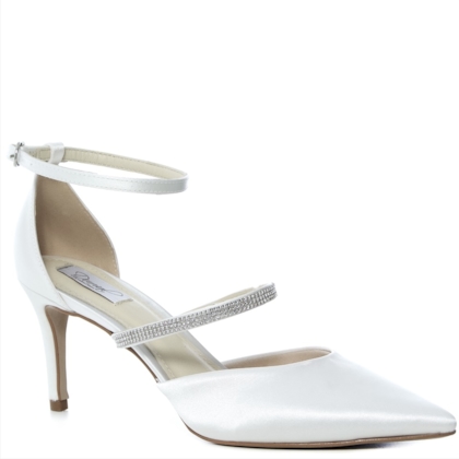 Scarpin Noiva Cetim Off White Tira Strass - ST571030 