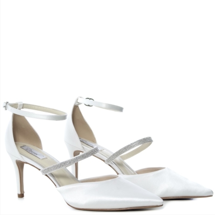 Scarpin Noiva Cetim Off White Tira Strass - ST571030 