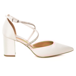 Scarpin Noiva Cetim Off White Tiras Strass - 484D.11705