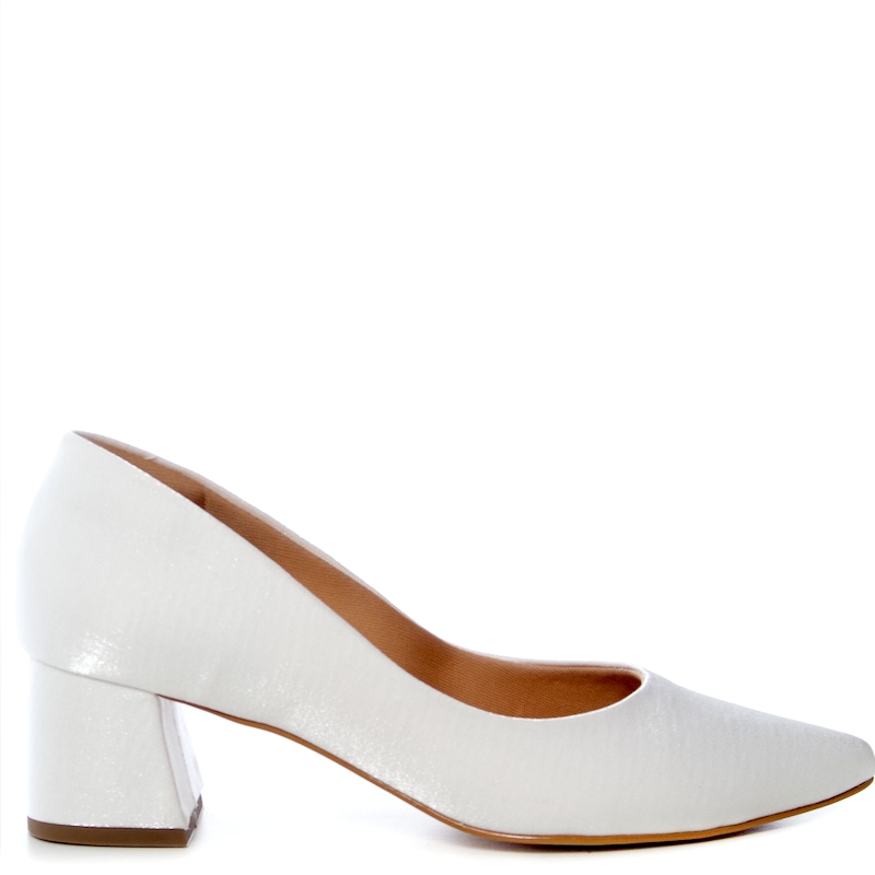 Scarpin Noiva Classica Comfort Branco Salto Bloco - NF45089 