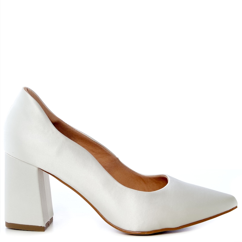 Scarpin Noiva Off White Salto Alto Comfortável - NF80027 