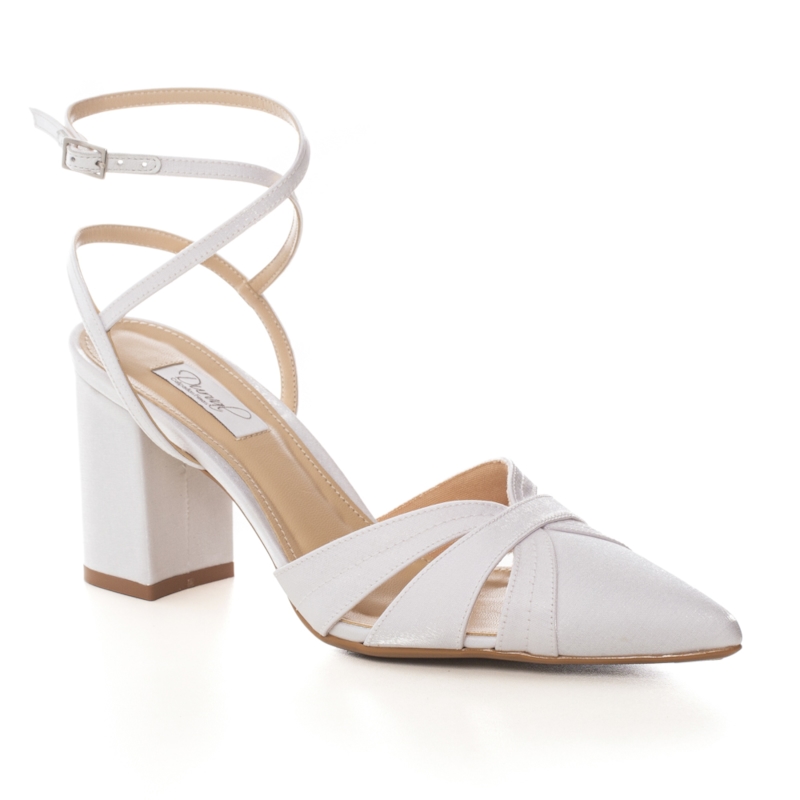 Scarpin Noiva Tiras Branco Salto Bloco - 484D.11608