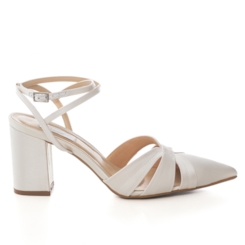 Scarpin Noiva Tiras Off White Salto Bloco - 484D.11608 